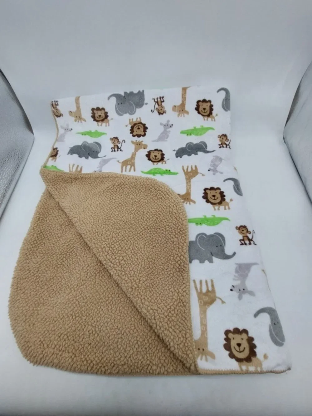 Carters Just One You Baby Blanket Brown White Lions Zebras 30x39 J4295